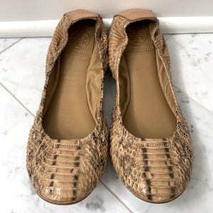 Tory Burch Snakeskin Print Ballet Flats